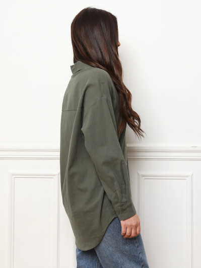 Chemise effet lin kaki