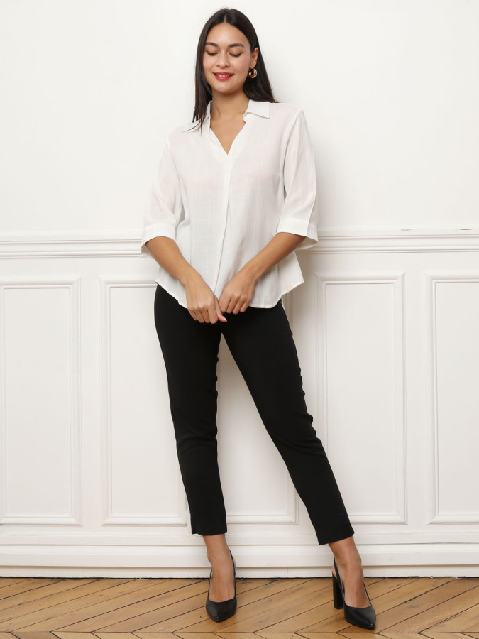 Blouse blanche manches trois-quarts