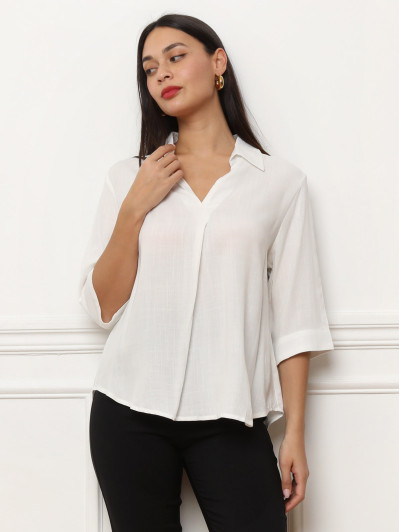 Blouse blanche manches trois-quarts