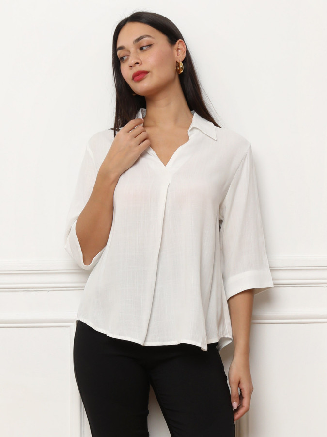 Blouse blanche manches trois-quarts
