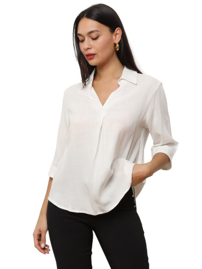 Blouse blanche manches trois-quarts