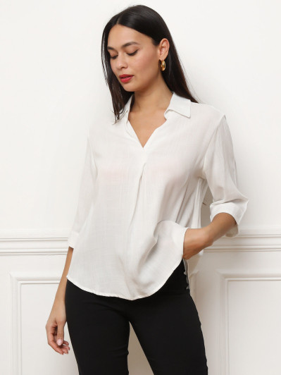 Blouse blanche manches trois-quarts