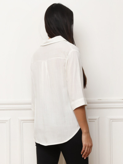 Blouse blanche manches trois-quarts