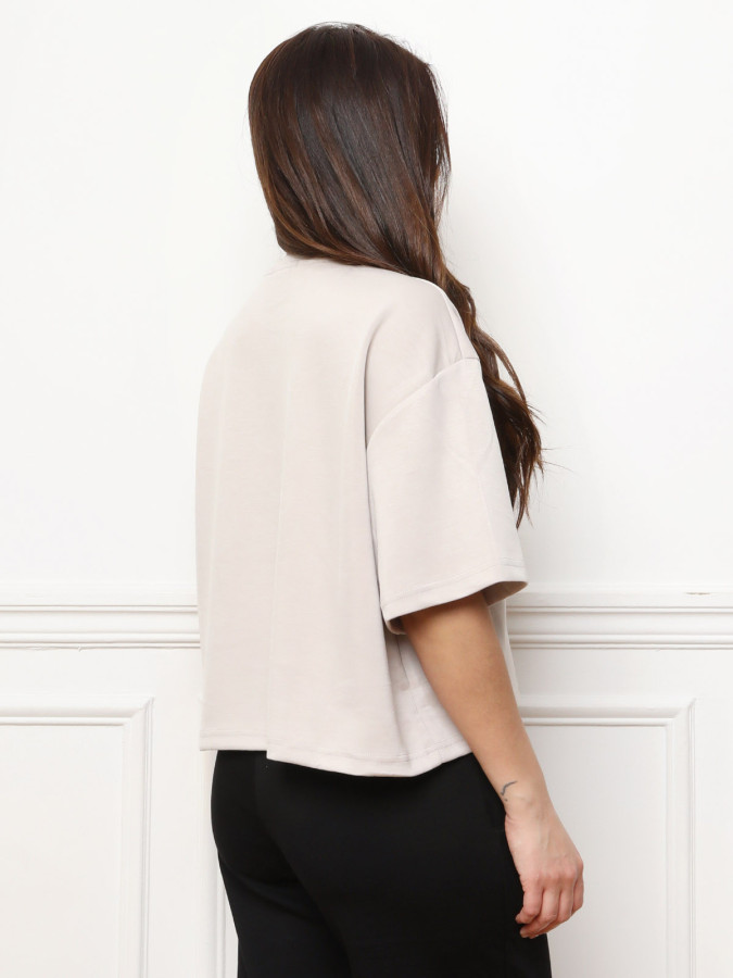 T-shirt basique à coupe ample beige
