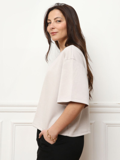 T-shirt basique à coupe ample beige