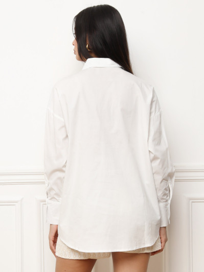 Chemise blanche à broderies palmiers