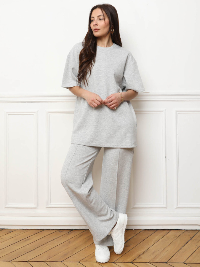 T-shirt Basique New Look Fille - Coton Gris Col Rond - Taille 14-15 Ans - Très Bon état