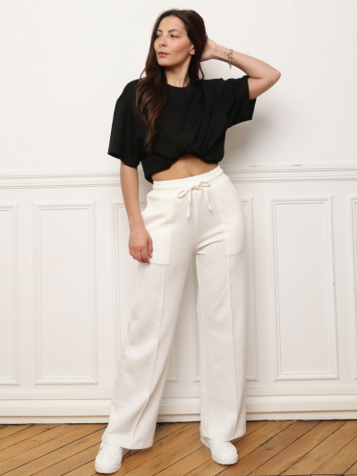 Pantalon jogging large blanc
