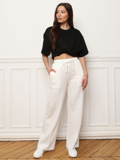 Pantalon jogging large blanc