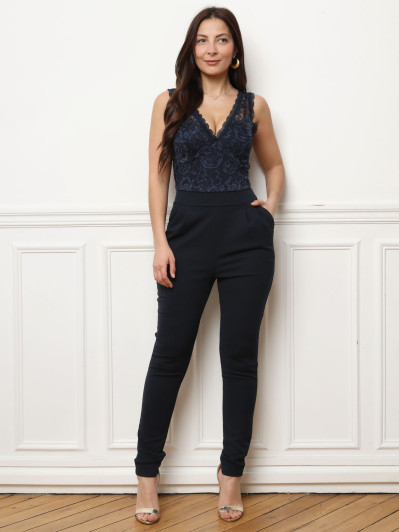 Combinaison (jumpsuit) River Island Neuve Sans Manches - Dentelle - Couleur Rose/noir - Taille UK 14