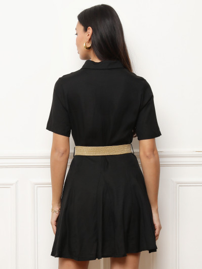 Robe chemise évasée en lin avec ceinture