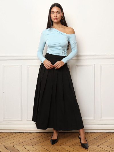 Jupe longue évasée et plissée noire