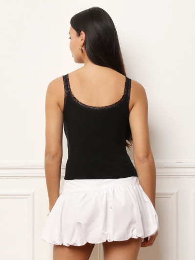 Débardeur en maille à dentelle noir