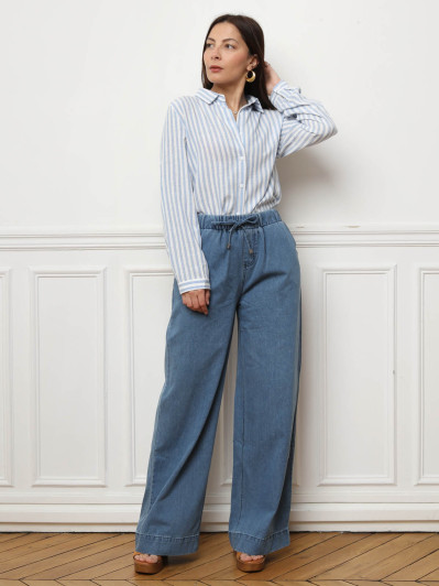 Chemise fluide asymétrique à rayures