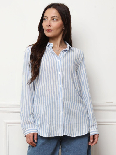 Chemise fluide asymétrique à rayures