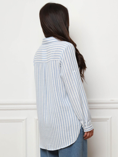 Chemise fluide asymétrique à rayures