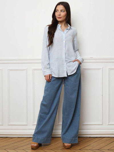 Chemise fluide asymétrique à rayures