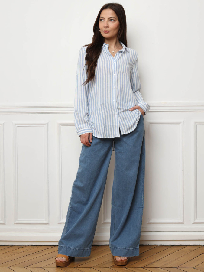 Chemise fluide asymétrique à rayures