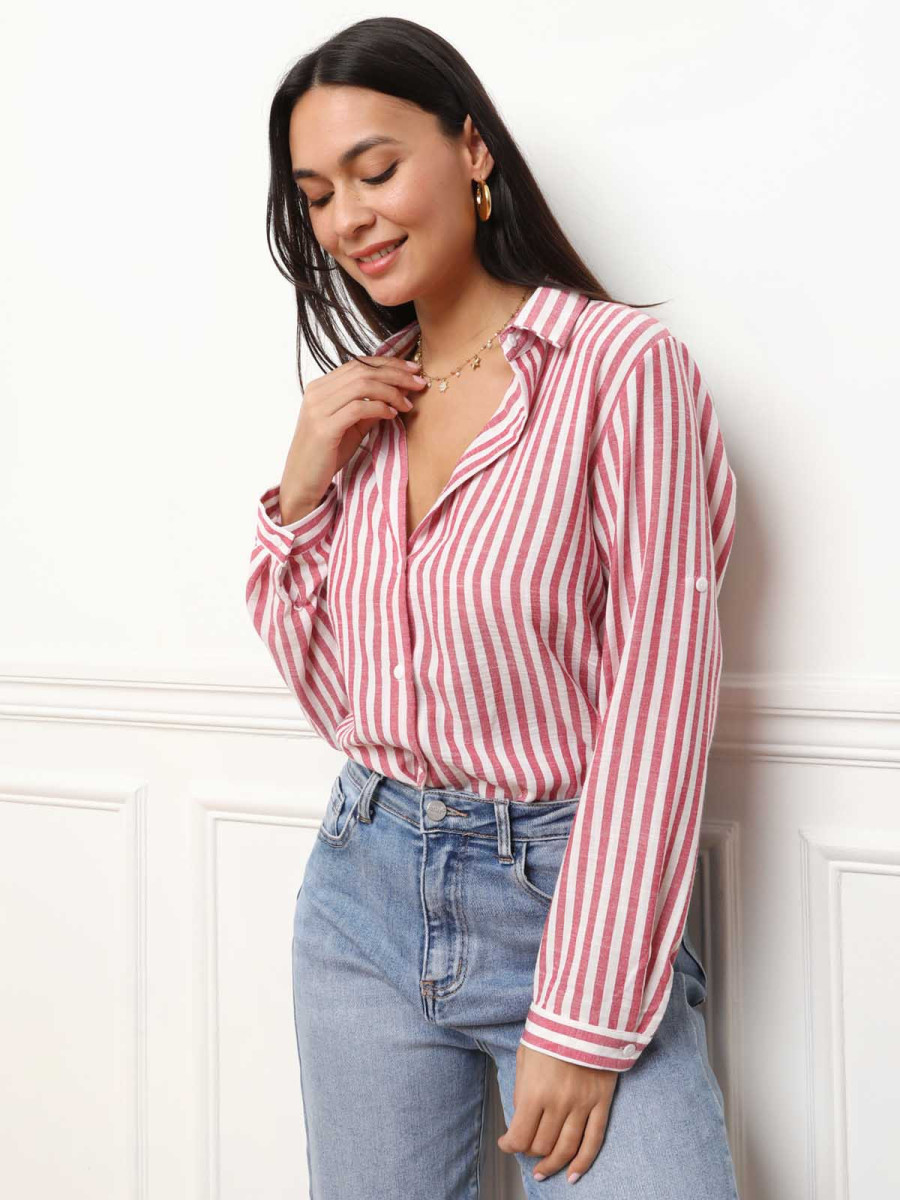 Chemise fluide asymétrique à rayures