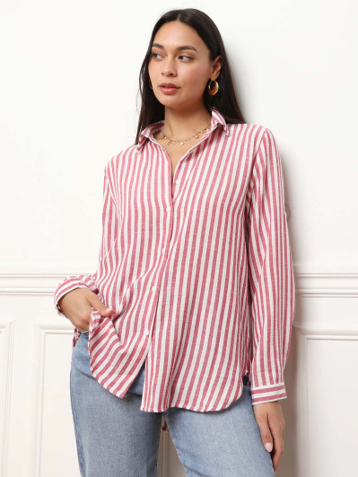 Chemise fluide asymétrique à rayures