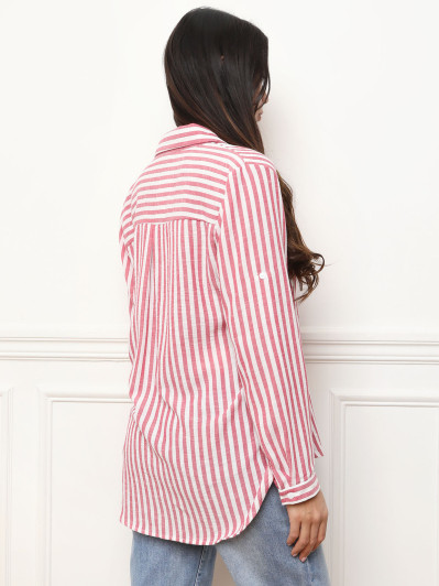 Chemise fluide asymétrique à rayures