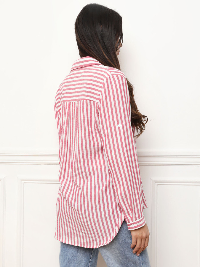 Chemise fluide asymétrique à rayures