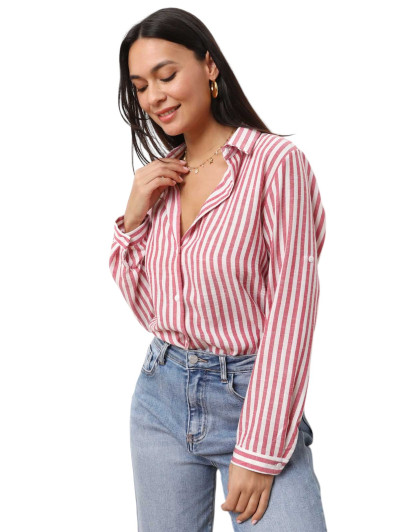 Chemise fluide asymétrique à rayures