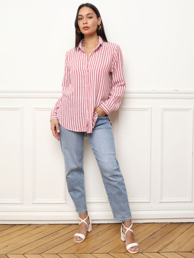 Chemise fluide asymétrique à rayures