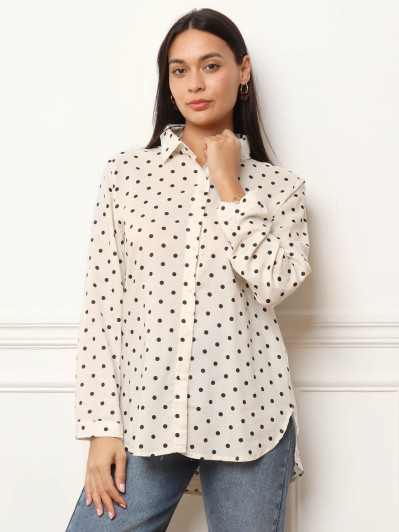Chemise fluide à pois noirs