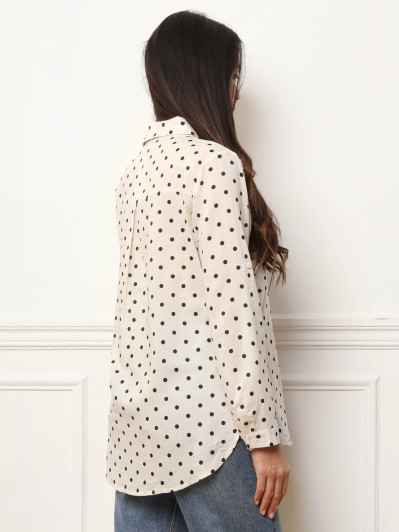 Chemise fluide à pois noirs