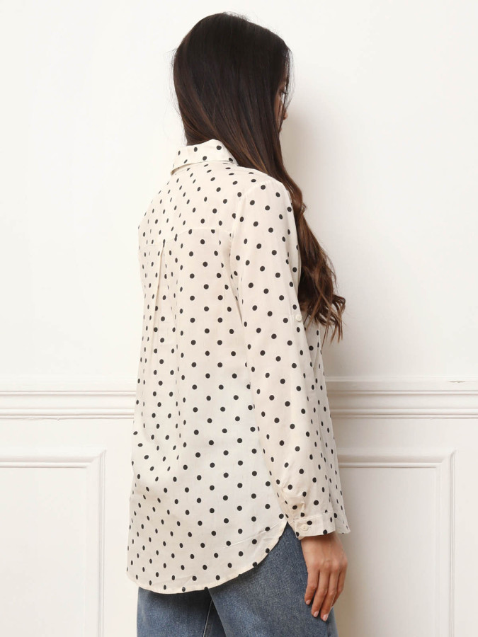 Chemise fluide à pois noirs