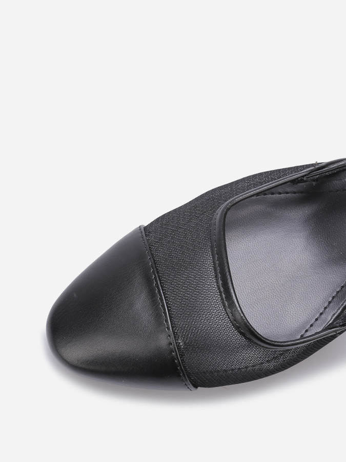 Slingback noir en simili cuir et résille