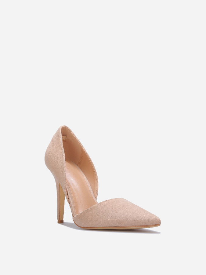 Escarpin d'Orsay Nude suédine beige talon aiguille