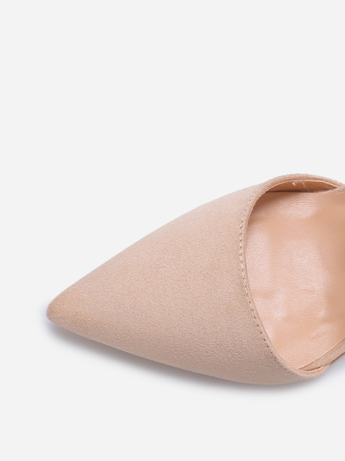 Escarpin d'Orsay Nude suédine beige talon aiguille