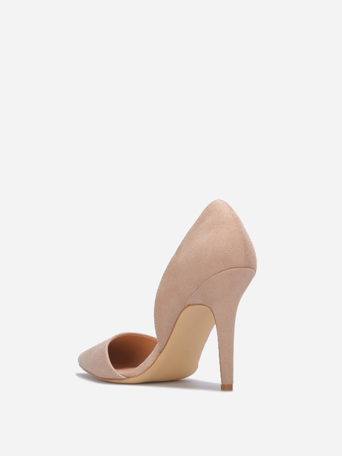 Escarpin d'Orsay Nude suédine beige talon aiguille