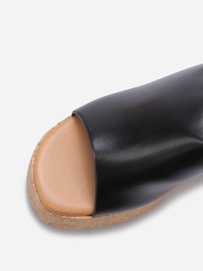 Mules compensées à bride large noires
