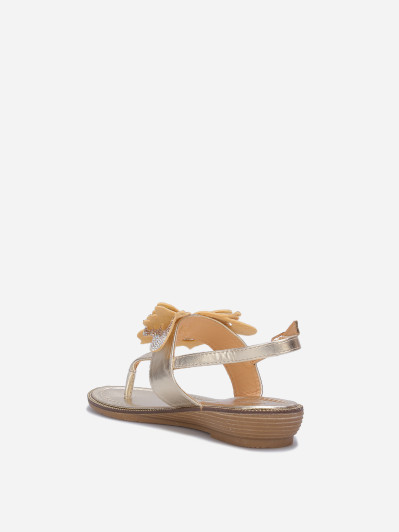 Sandales dorées avec détail papillon à strass