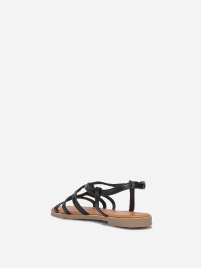 Sandales plates noires à brides croisées