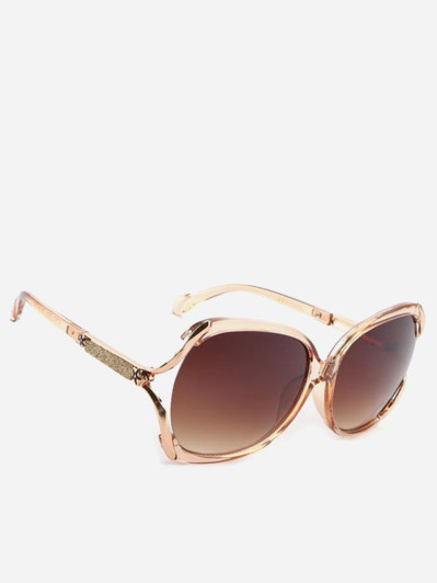 Lunettes de soleil à détails dorés et paillettes transparentes