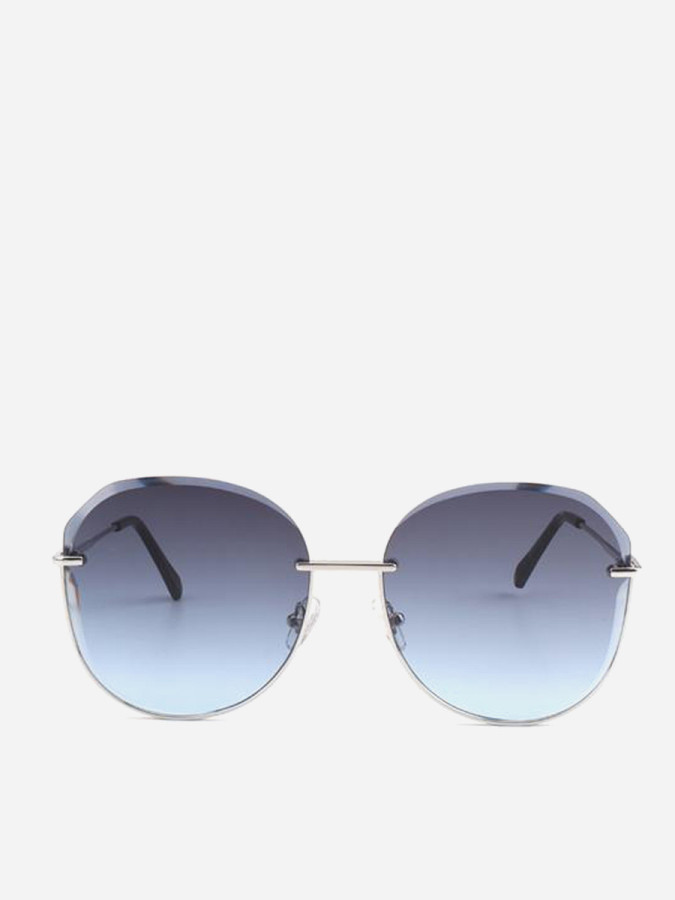 Lunettes de soleil oversize monture métallique argentée