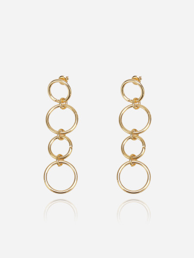 Boucles d'oreilles pendantes dorées anneaux
