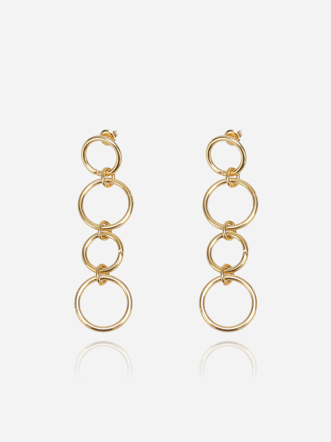 Boucles d'oreilles pendantes dorées anneaux