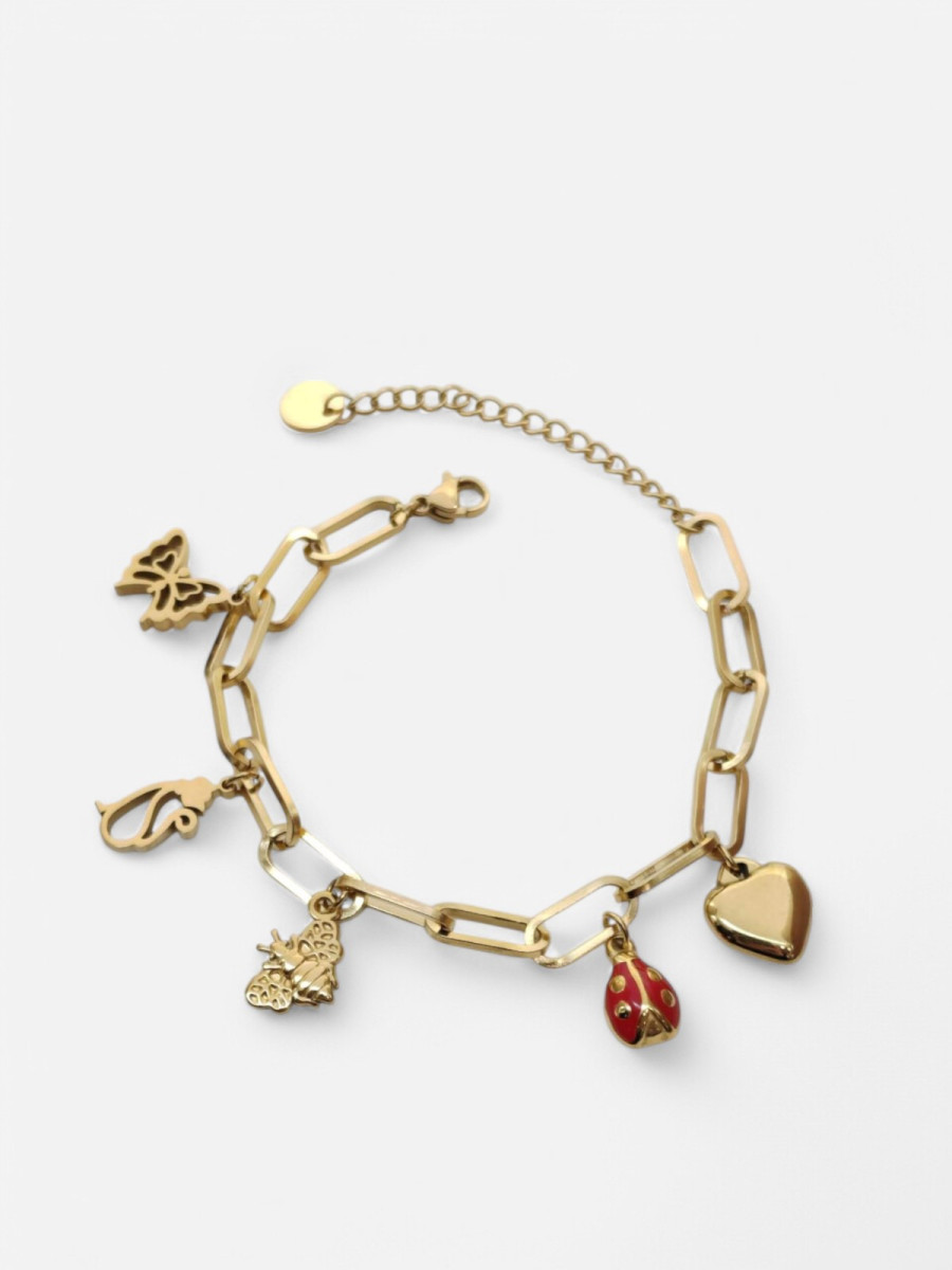 Bracelet doré avec charms fantaisies