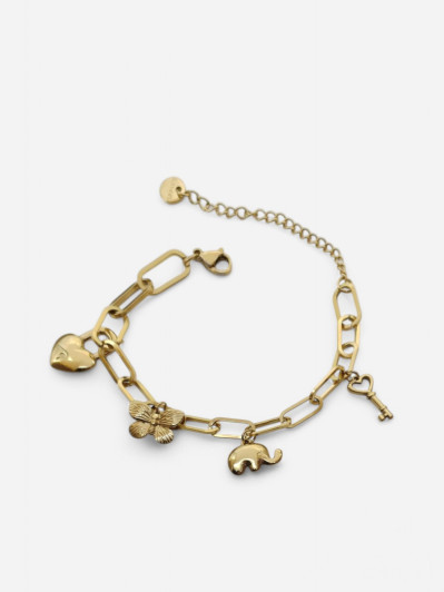 Bracelet chaîne à bijoux fantaisies dorés