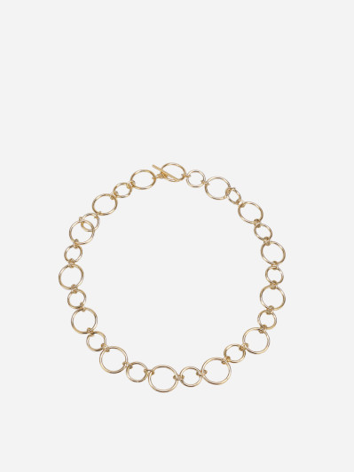 Collier choker à anneaux martelés doré