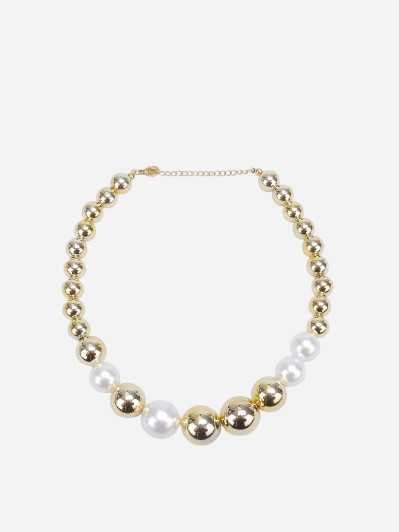 Collier de perles bicolores doré