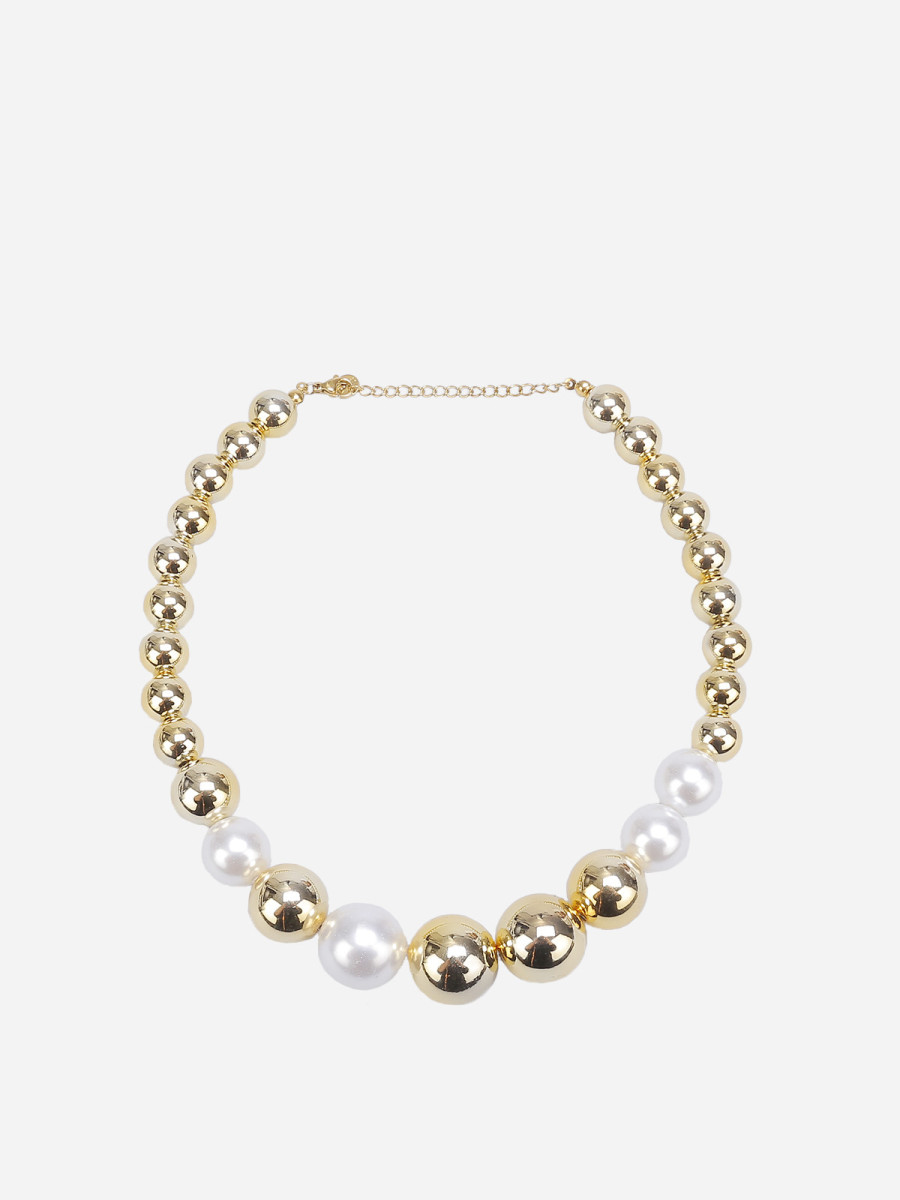 Collier de perles bicolores doré