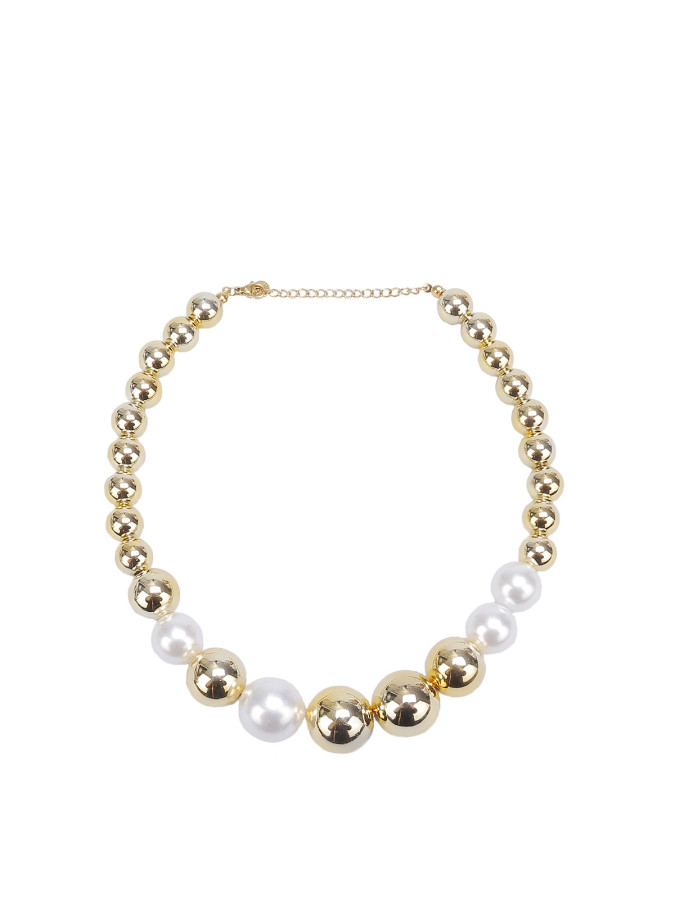 Collier de perles bicolores doré