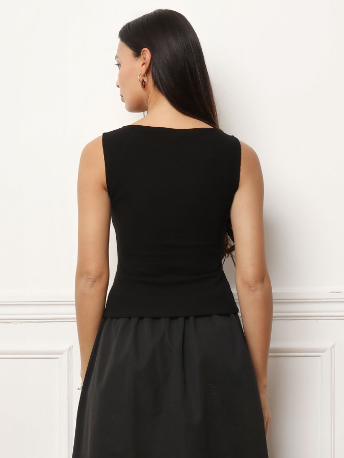 Débardeur moulant sans manches noir