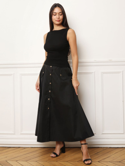 Débardeur moulant sans manches noir